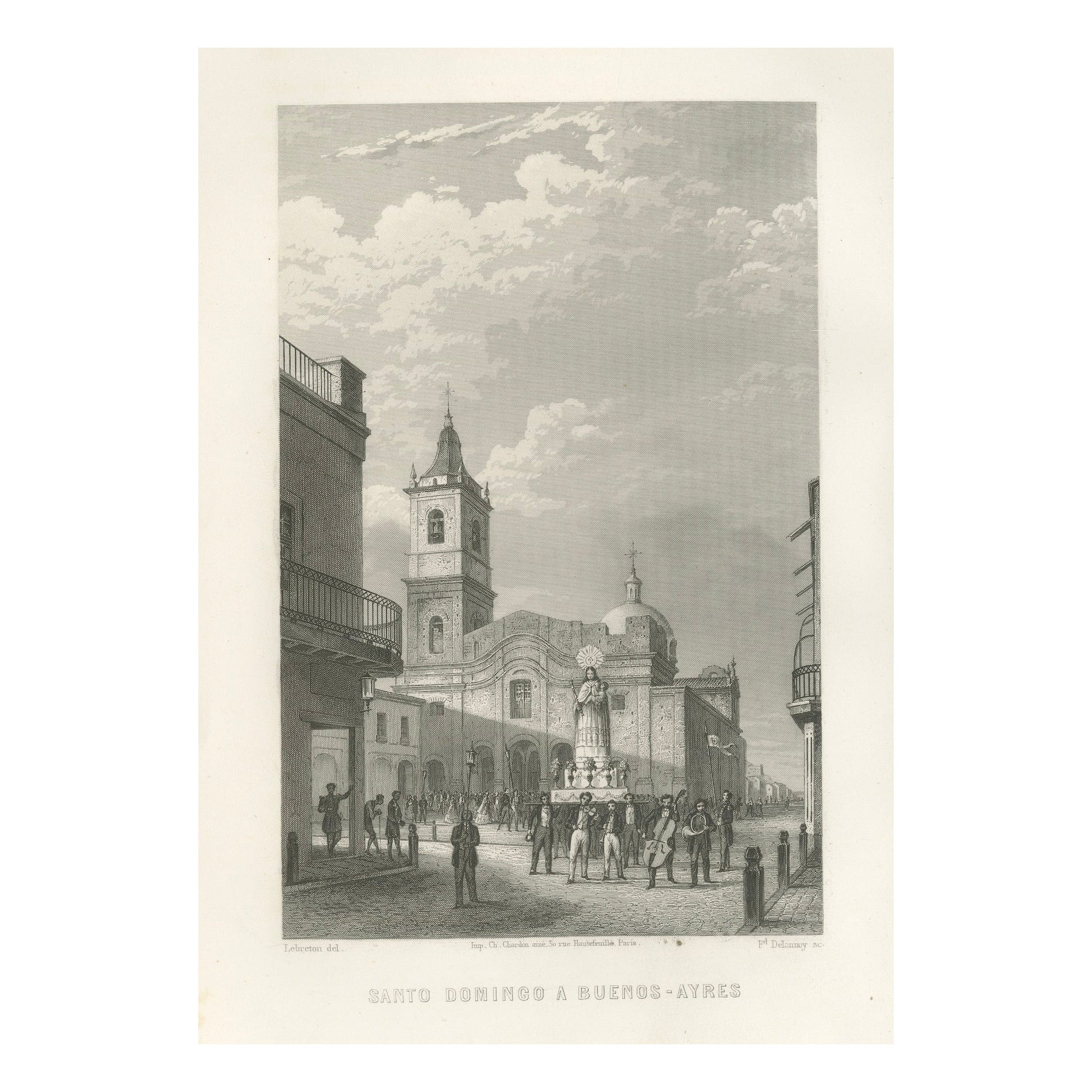 Rare gravure ancienne - Rues de Saint-Domingue et de Buenos Aires, 1867