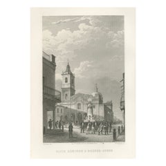Rare Antique Engraving – Santo Domingo and Buenos Aires Streets, 1867