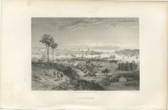Rare Antique Engraving – Valparaíso, Chile Harbor and City Scene, 1867