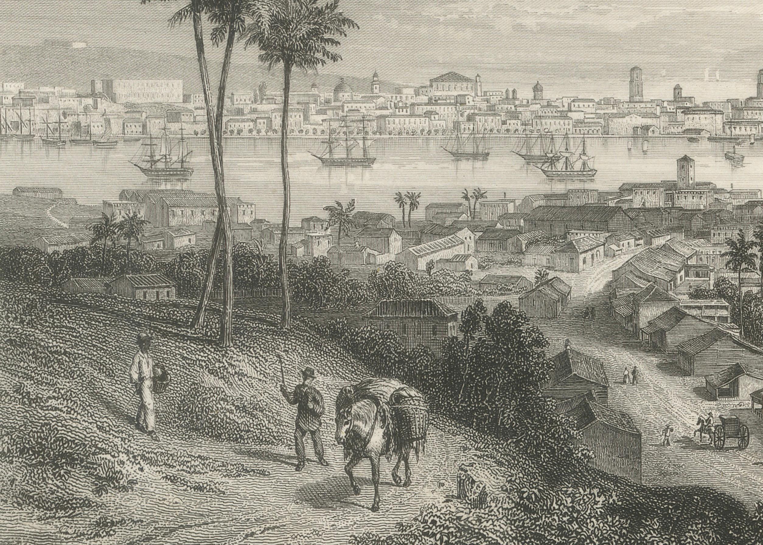 Seltener antiker Kupferstich - Valparaíso, Chile Hafen- und Stadtszene, 1867 (Französisch) im Angebot