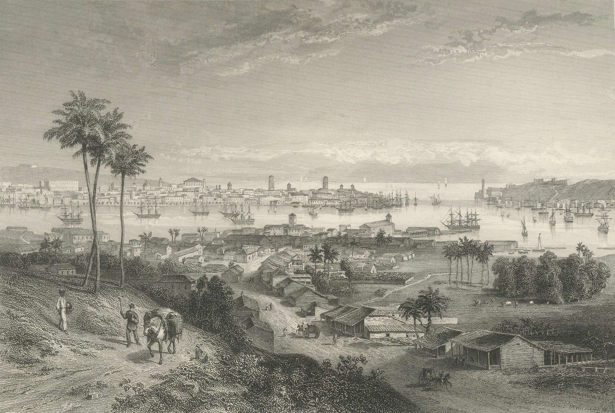 Seltener antiker Kupferstich - Valparaíso, Chile Hafen- und Stadtszene, 1867 (Mittleres 19. Jahrhundert) im Angebot