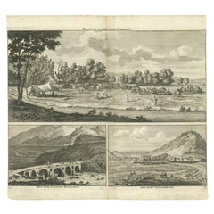 Rare Antique Engraving with Three Unique Views of Iran, 1711