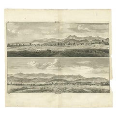 Rare Antique Engraving with Views of Qom and Kashan in Iran, 1711