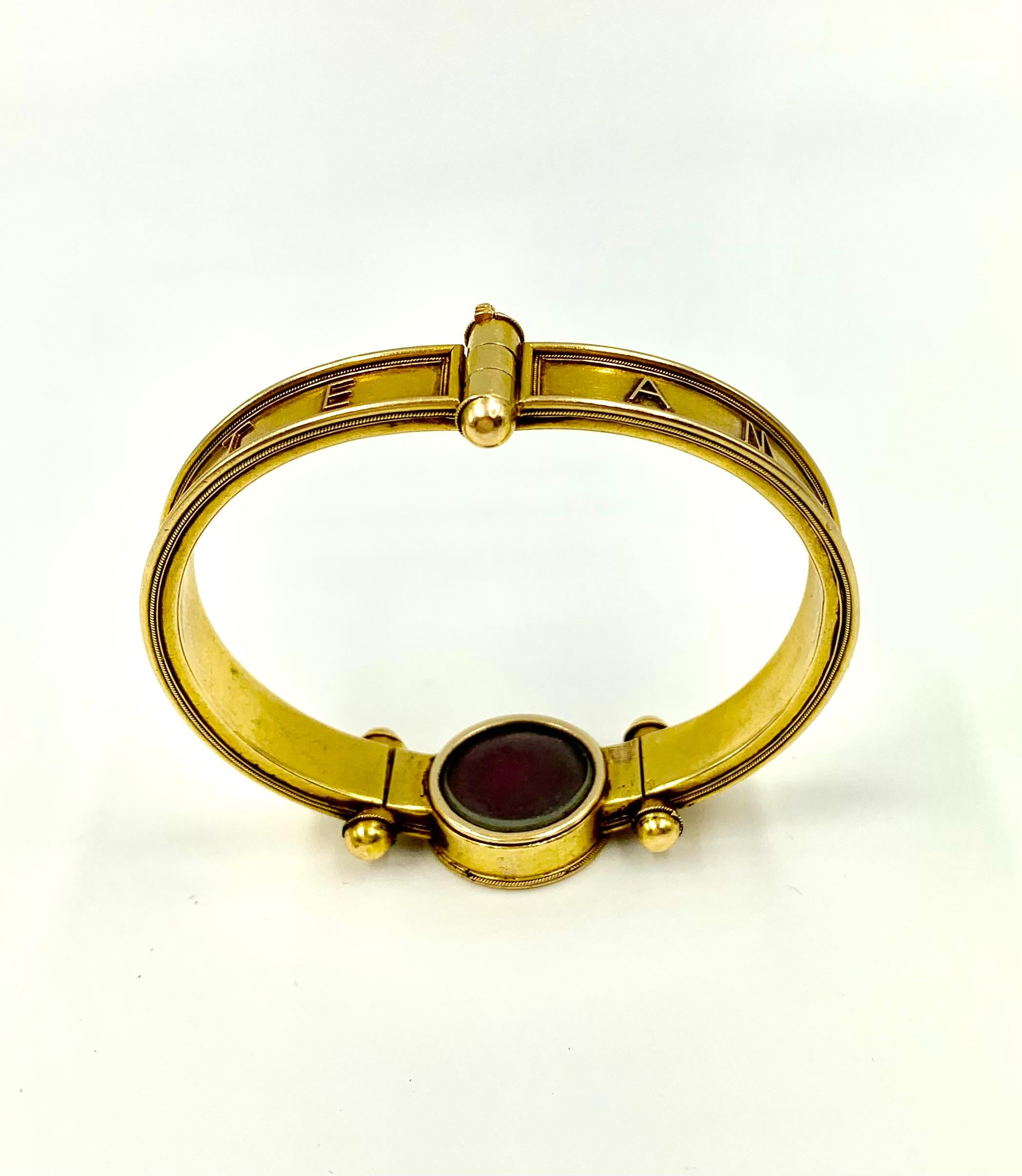 Rare Antique Etruscan Revival 18K Gold Love Locket Bracelet, Vatican Workshops 13