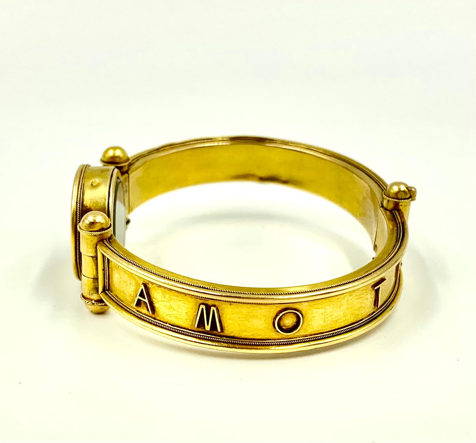 Rare Antique Etruscan Revival 18K Gold Love Locket Bracelet, Vatican Workshops 5