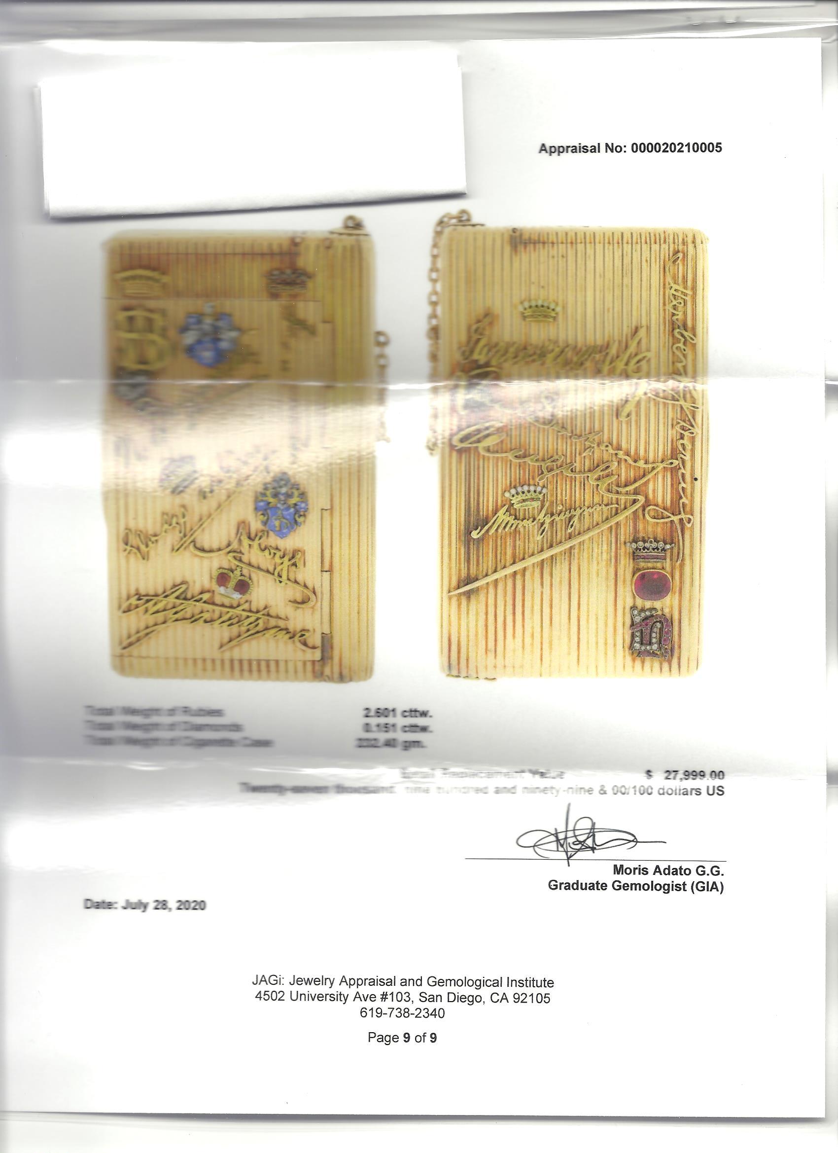 Rare boîte à cigarettes européenne ancienne en or jaune 14 carats avec diamants et rubis en vente 10