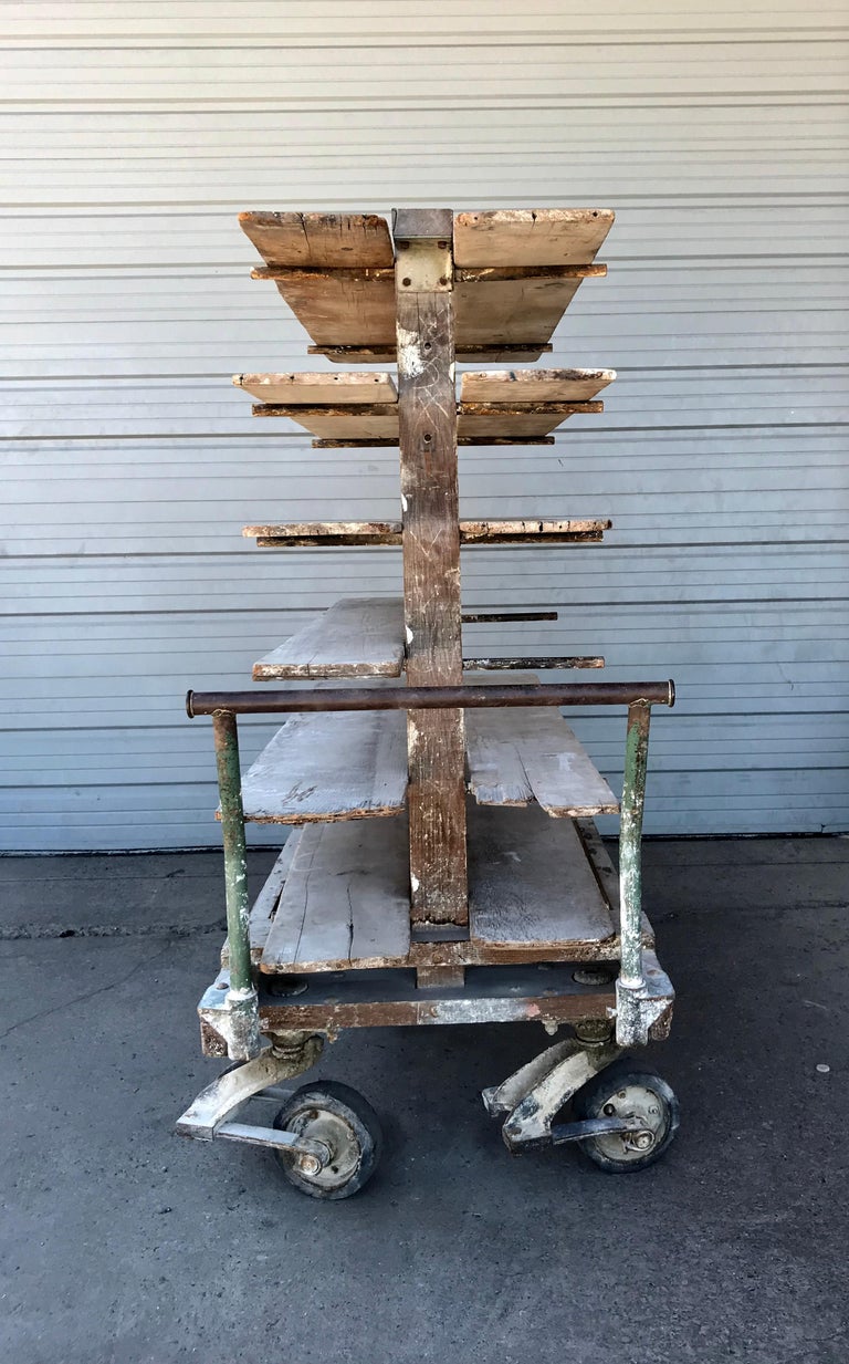 Rare Antique Factory Cart with 12 Shelves Made for Buffalo China For
