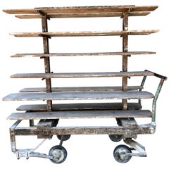 Rare Antique Factory Cart with 12 Shelves Made for Buffalo China