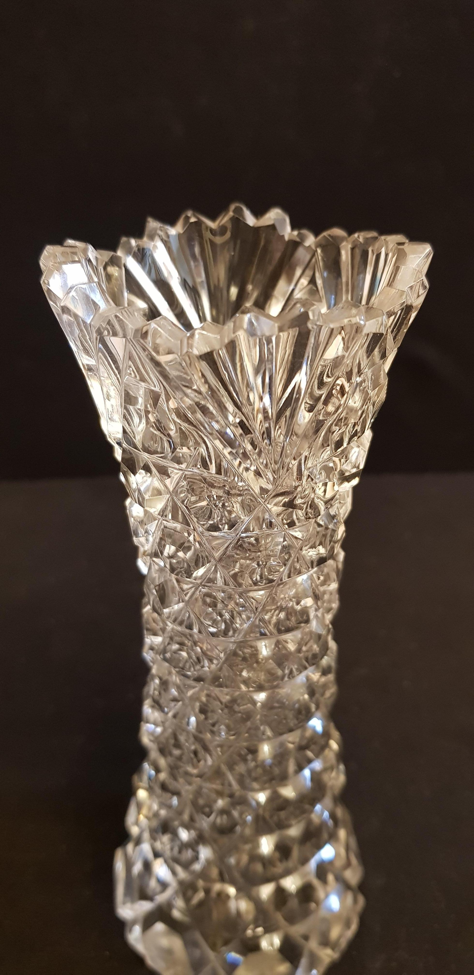 Art Nouveau Rare Antique F&C Osler Brilliant Cut Crystal Vase For Sale