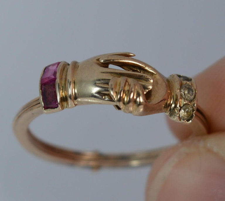 Rare Antique Fede Handholding and Heart Faith Ring in 14 Carat Rose ...