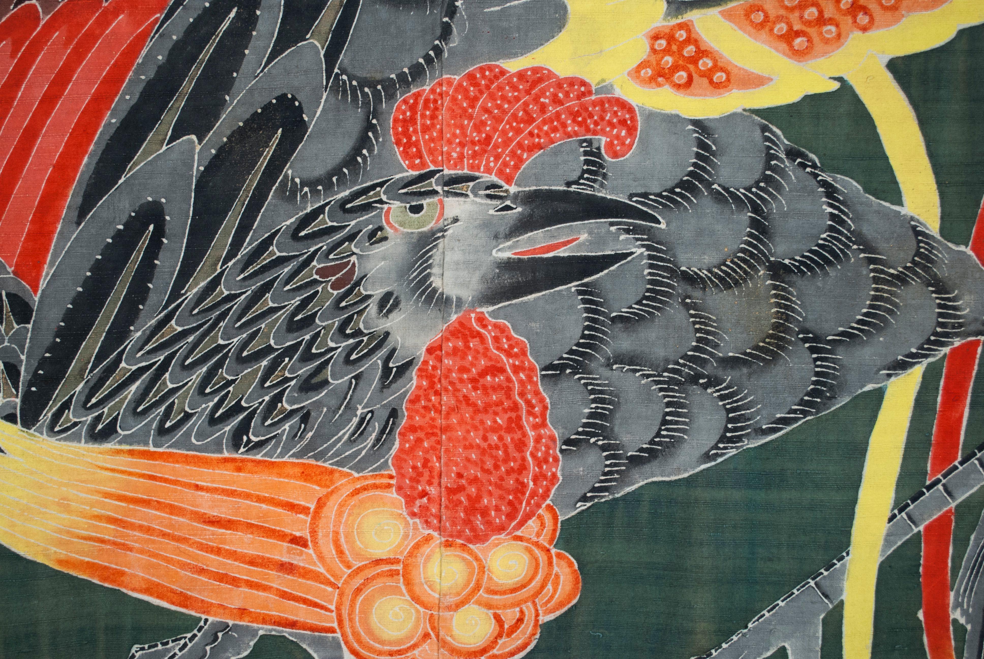 Rare couverture ancienne en soie japonaise Tsutsugaki Bon état - En vente à Point Richmond, CA