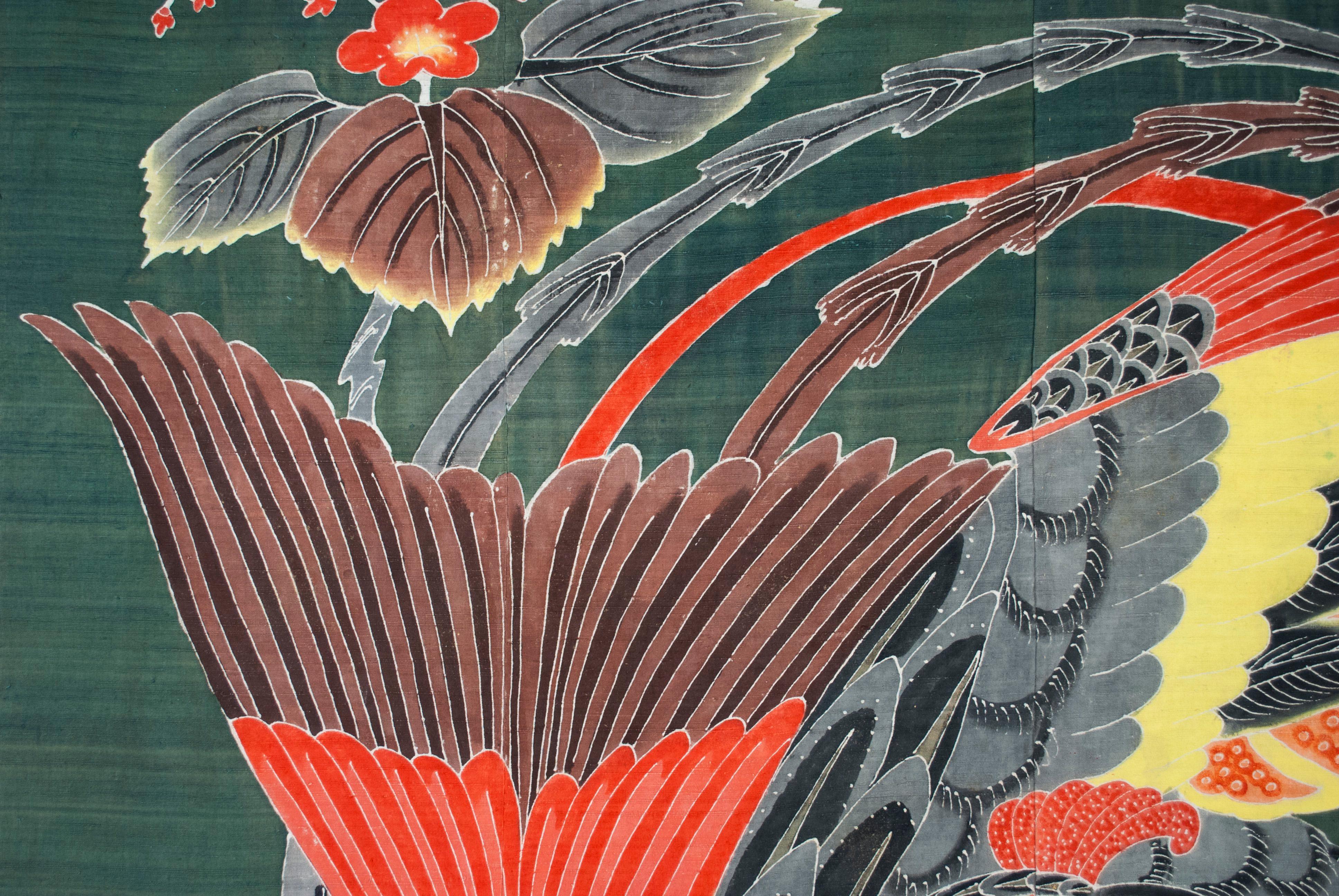 XIXe siècle Rare couverture ancienne en soie japonaise Tsutsugaki en vente