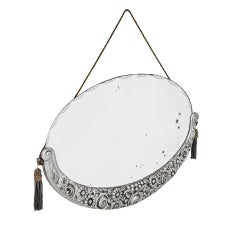Rare Antique French Art Deco Oval Mirror, Paul Follot Design Style, circa 1929