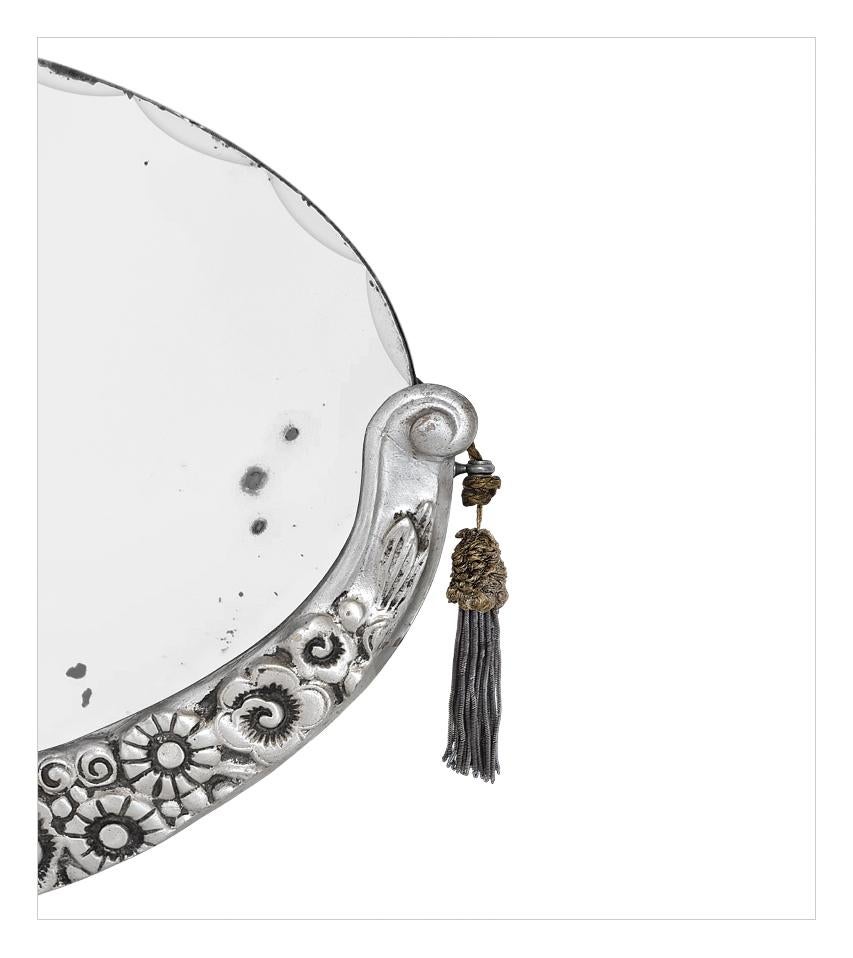 Inizio XX secolo Raro Antique Mirror ovale francese in stile Deco, Paul Follot Design, circa 1929 in vendita