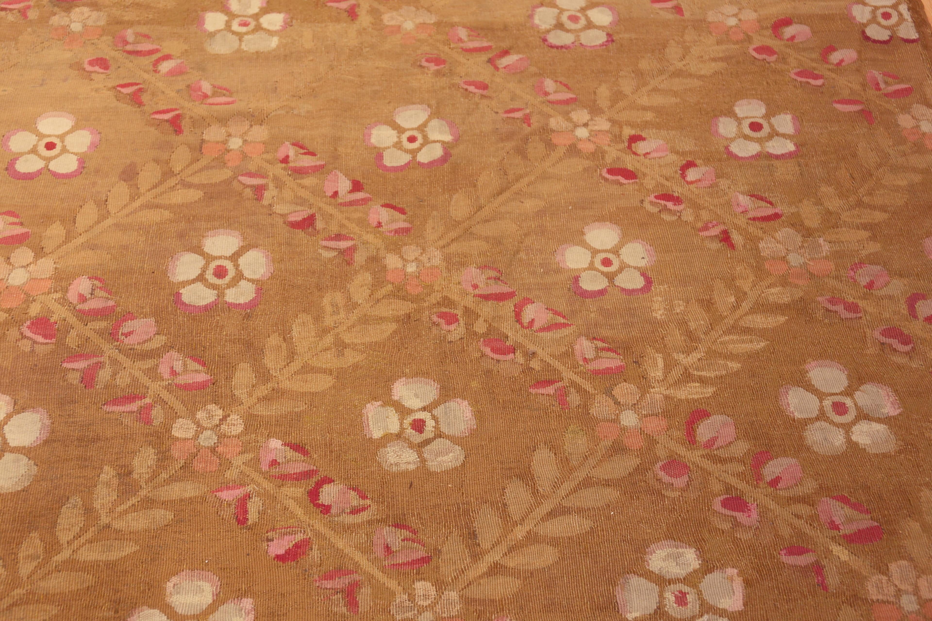 Hand-Woven Rare Antique French Aubusson Octagonal Rug 10'6