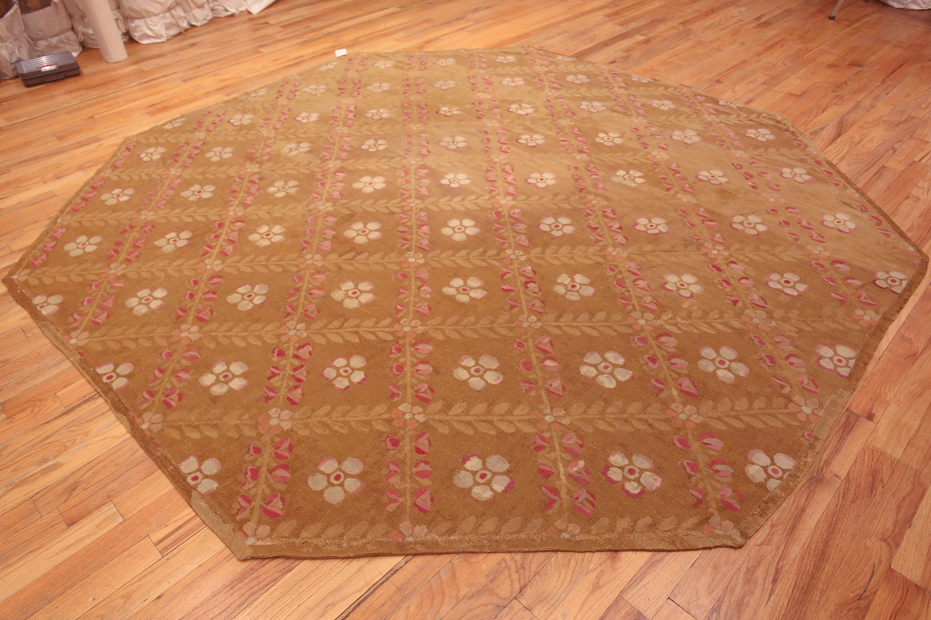 Rare Antique French Aubusson Octagonal Rug 10'6