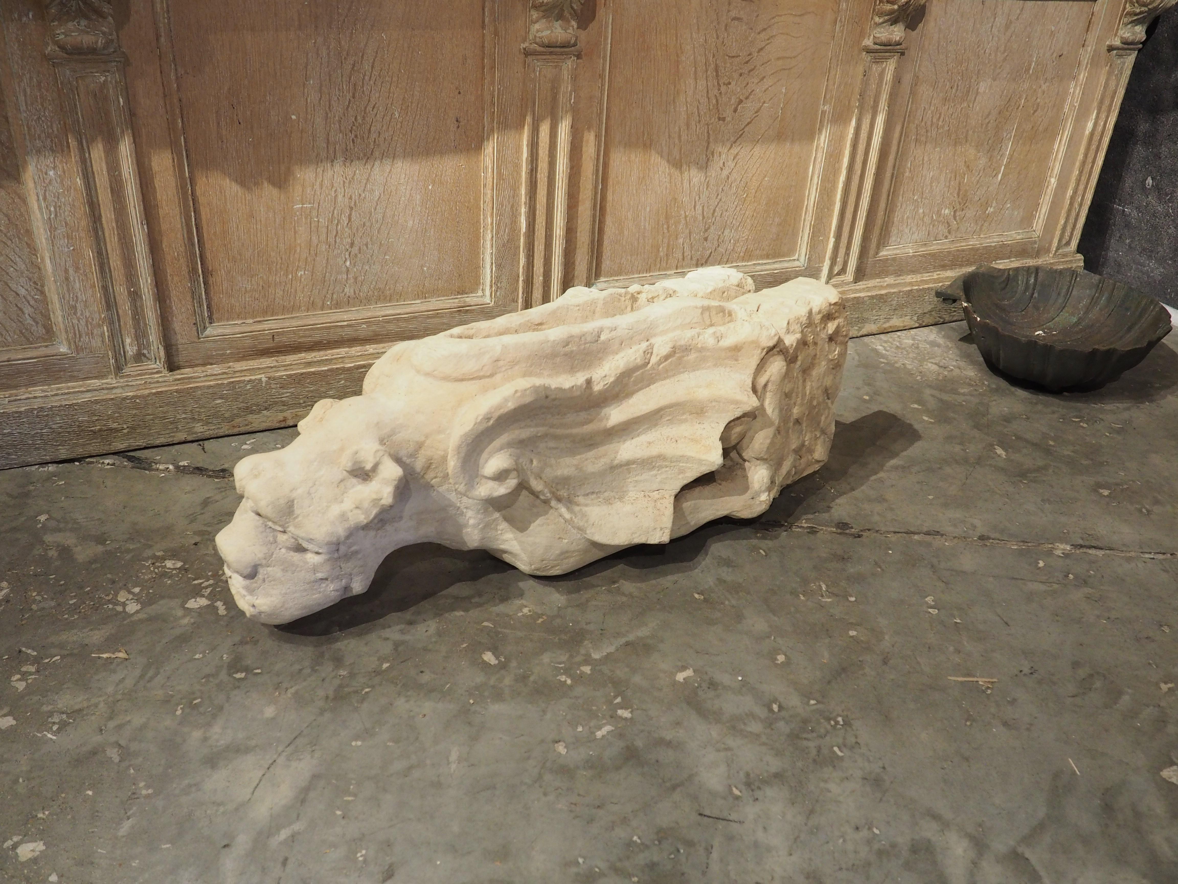 Rare Antique French Carved Limestone Gargoyle Scupper, Pre-1700 3