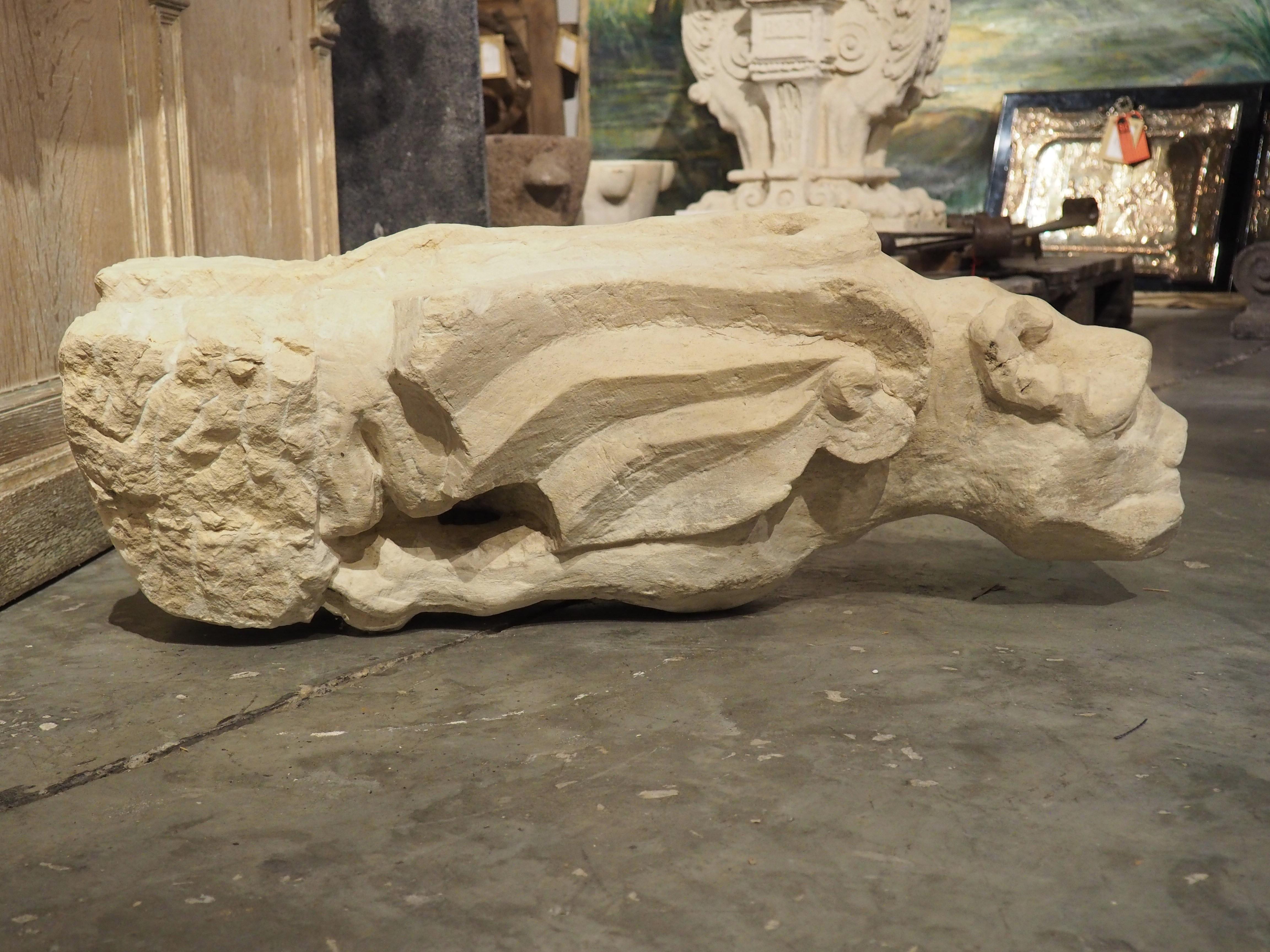 Rare Antique French Carved Limestone Gargoyle Scupper, Pre-1700 4
