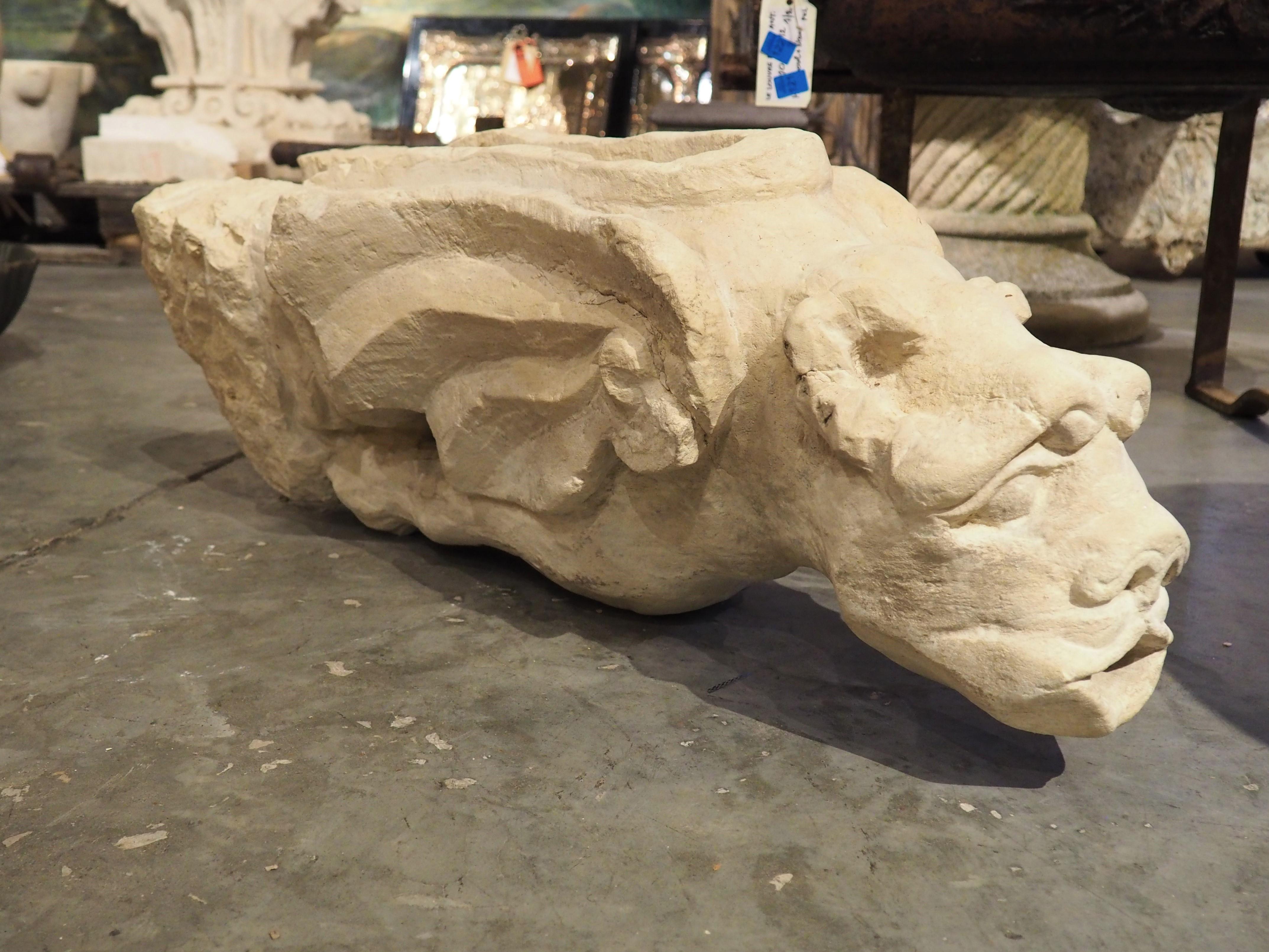Rare Antique French Carved Limestone Gargoyle Scupper, Pre-1700 11