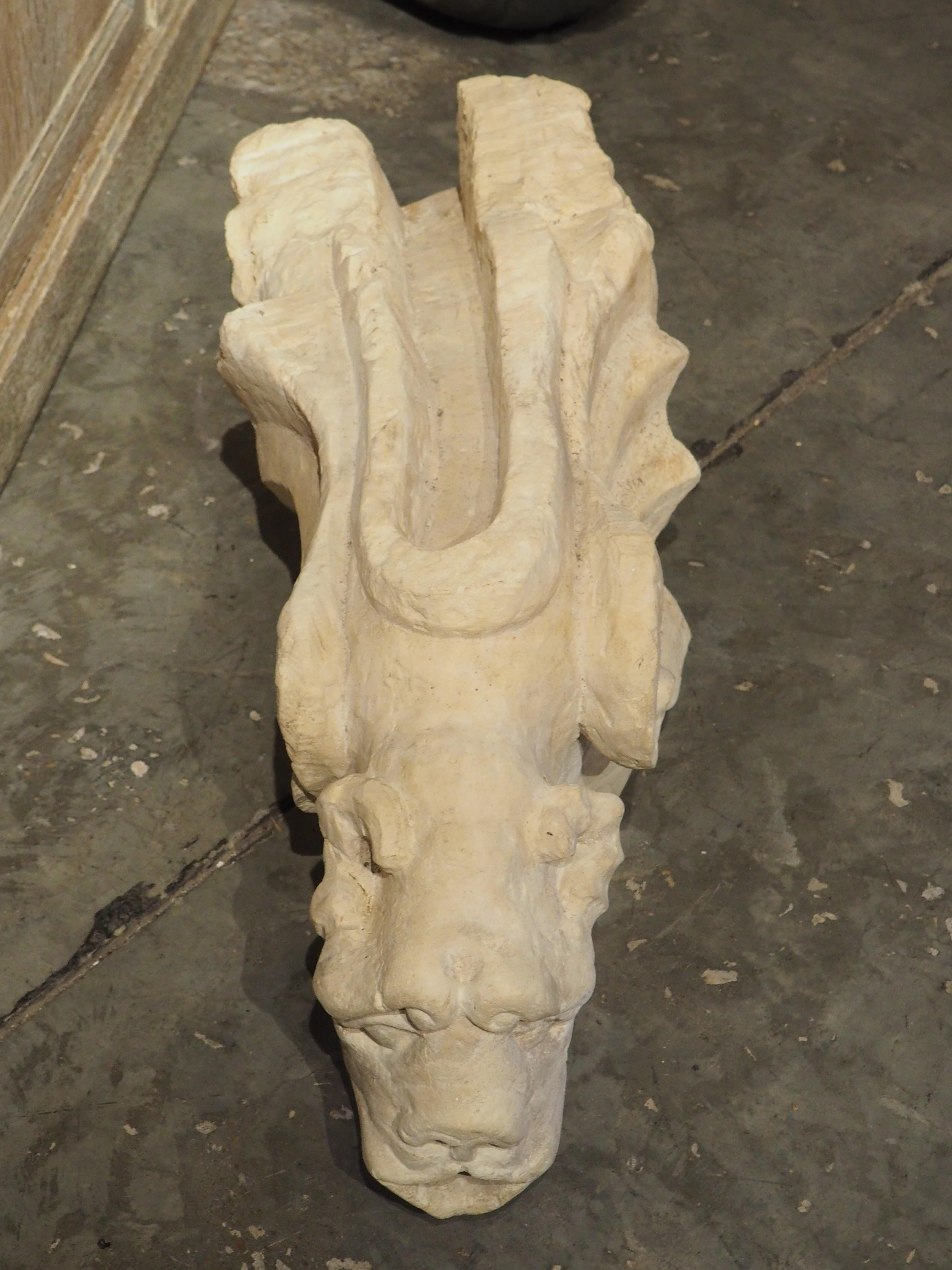 18th Century and Earlier Rare Antique French Carved Limestone Gargoyle Scupper, Pre-1700 For Sale