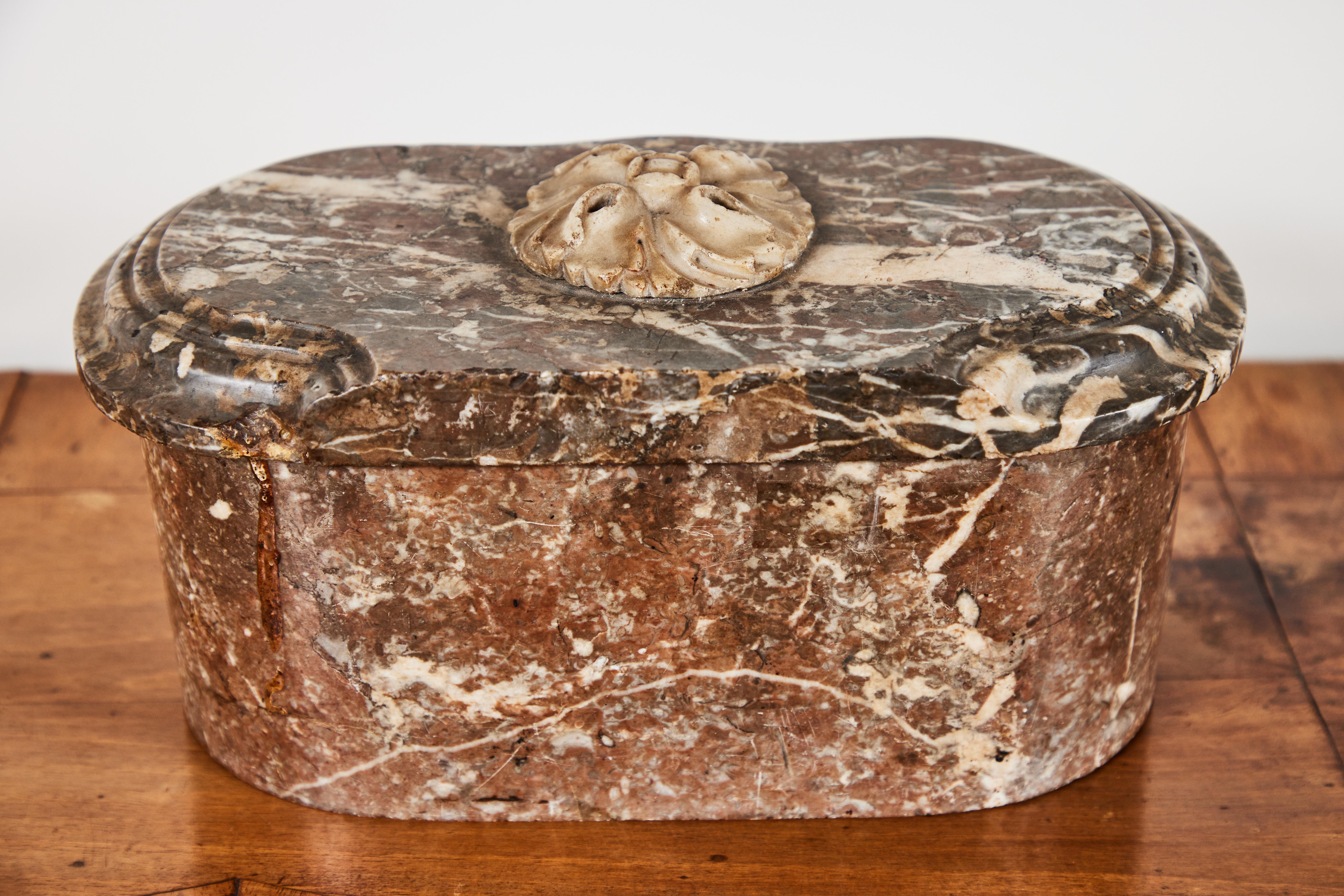 Rare, Antique, French, Chocolate Marble Box For Sale 2