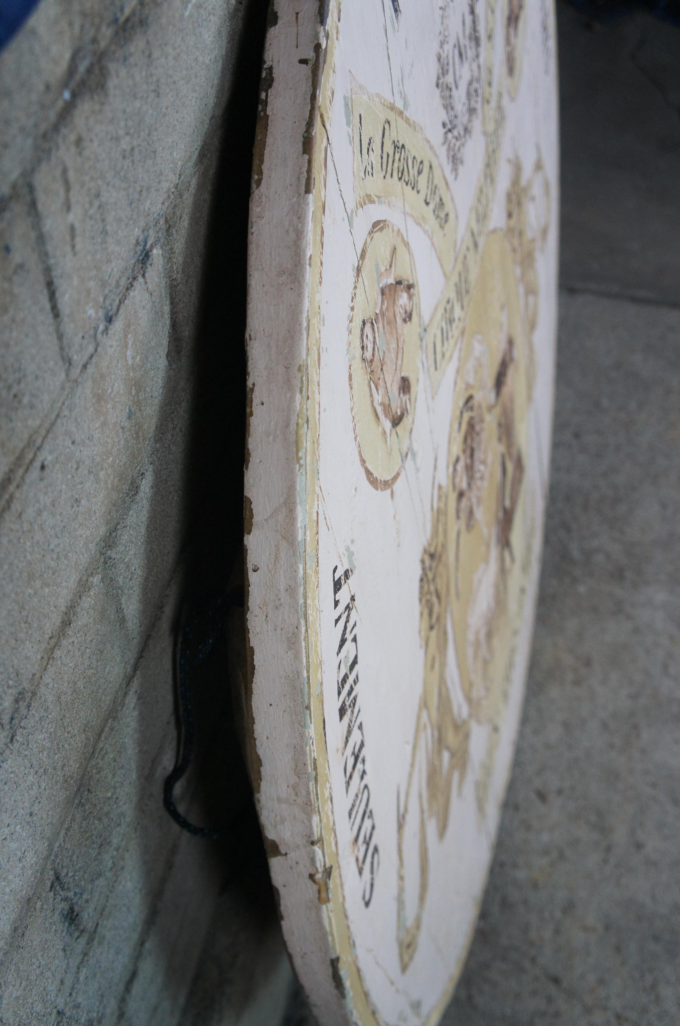 Rare Antique French Circus Advertisement Painted Oak Medallion Sign Artwork 5