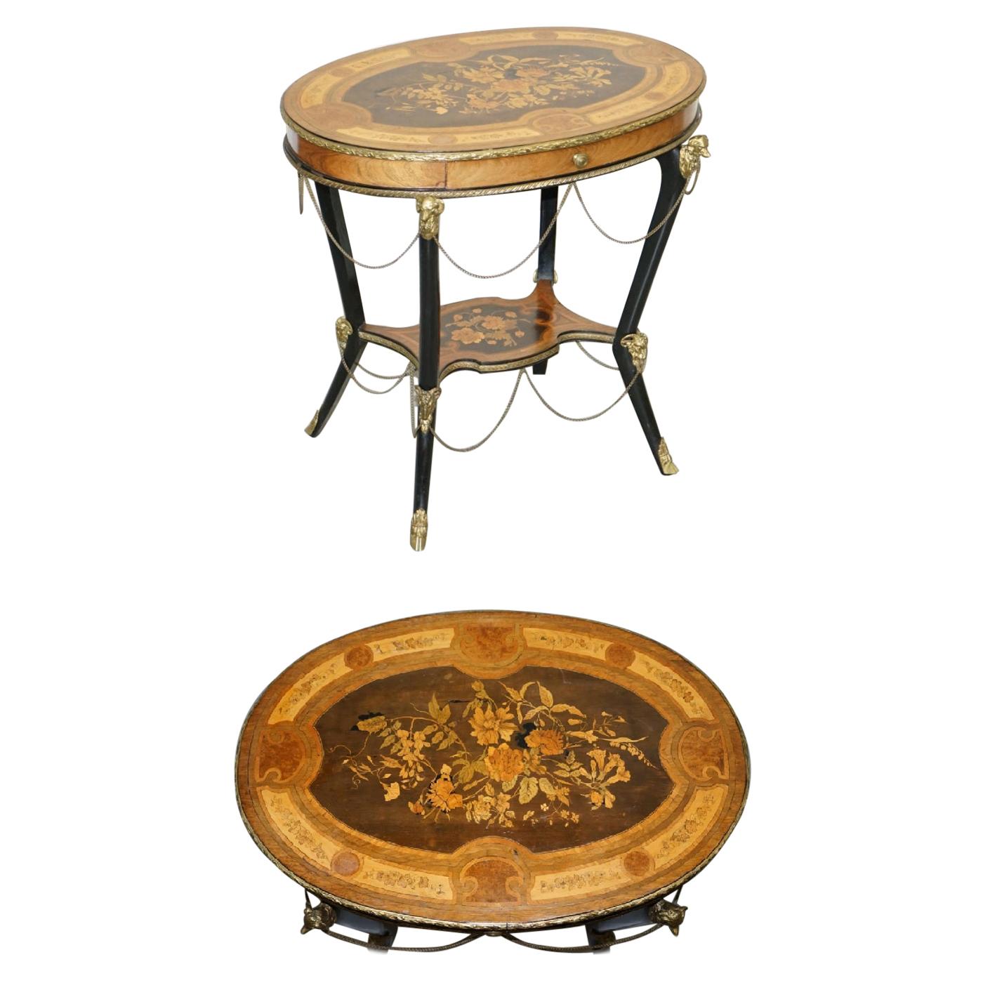 Rare table d'appoint française ancienne en bronze doré Auguste Maximilien Delafontaine