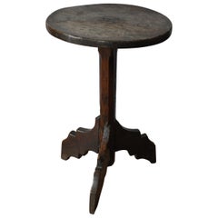 Rare antique French Haute Époque 16th century walnut Tripod Table / candle stand