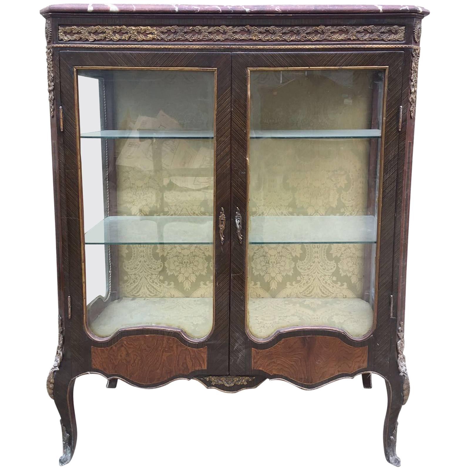 Rare Antique  French Inlaid  Shop Display Case, Haberdashery For Sale