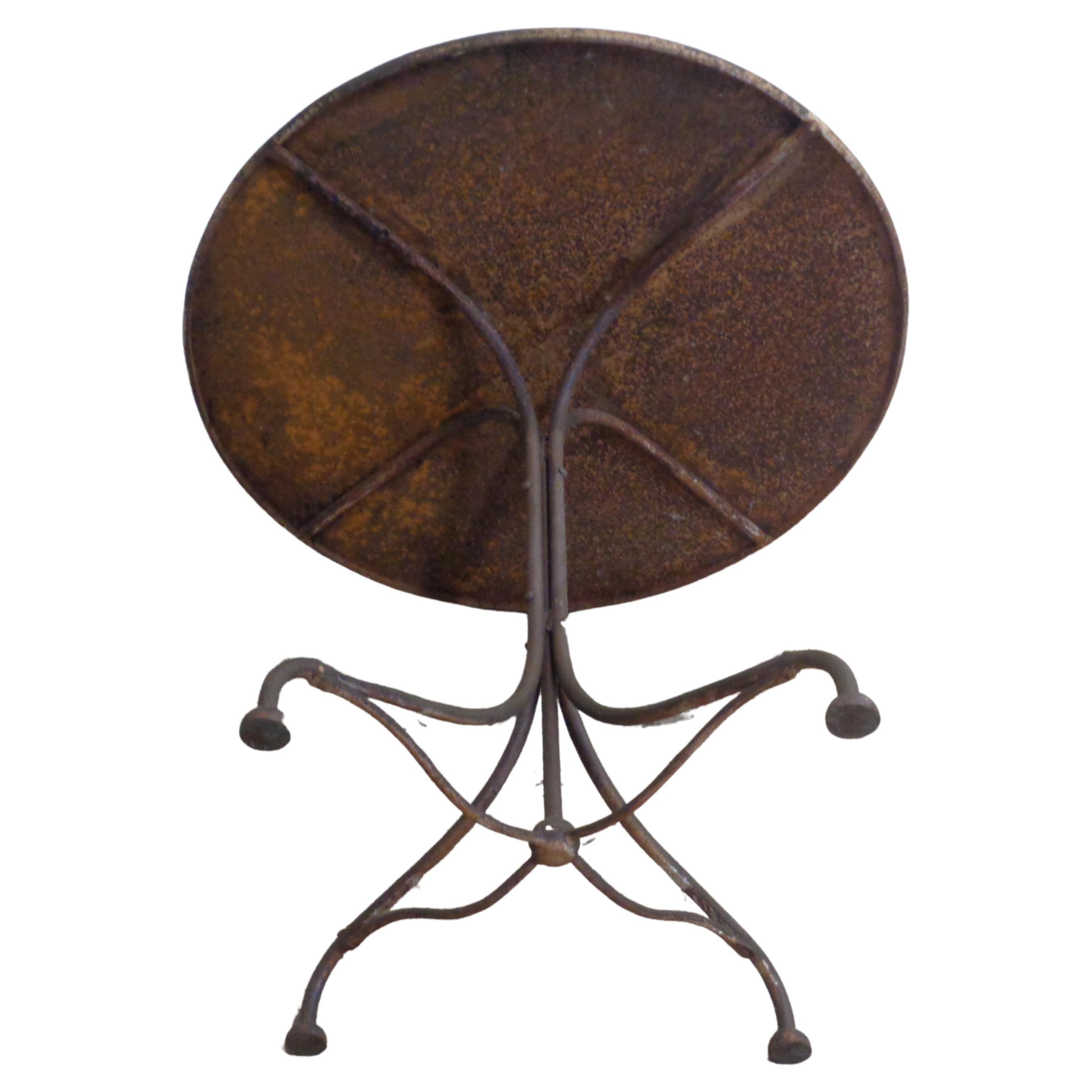 Rare Antique French Iron and Steel Bistro Set - Table & Two Chairs In Good Condition In Rochester, NY
