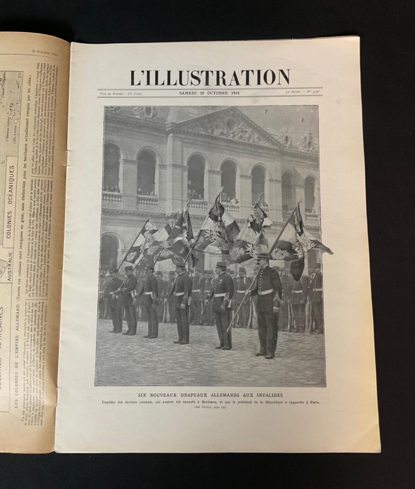 Francese Rara rivista francese d'epoca, L'Illustration n. 3736, ottobre 1914, prima guerra mondiale - 2Y608 in vendita
