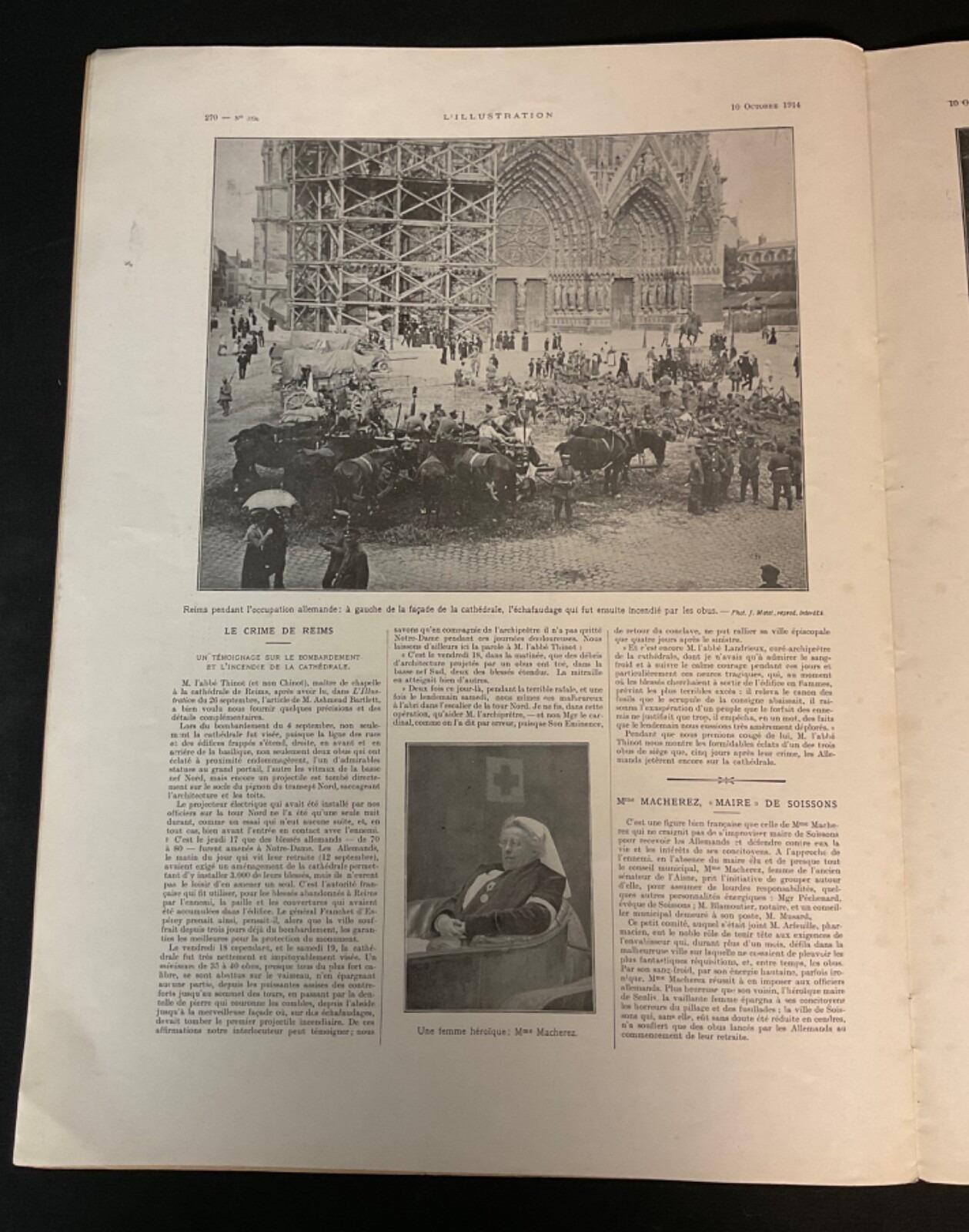 Inizio XX secolo Rara rivista francese d'epoca, L'Illustration n. 3736, ottobre 1914, prima guerra mondiale - 2Y608 in vendita
