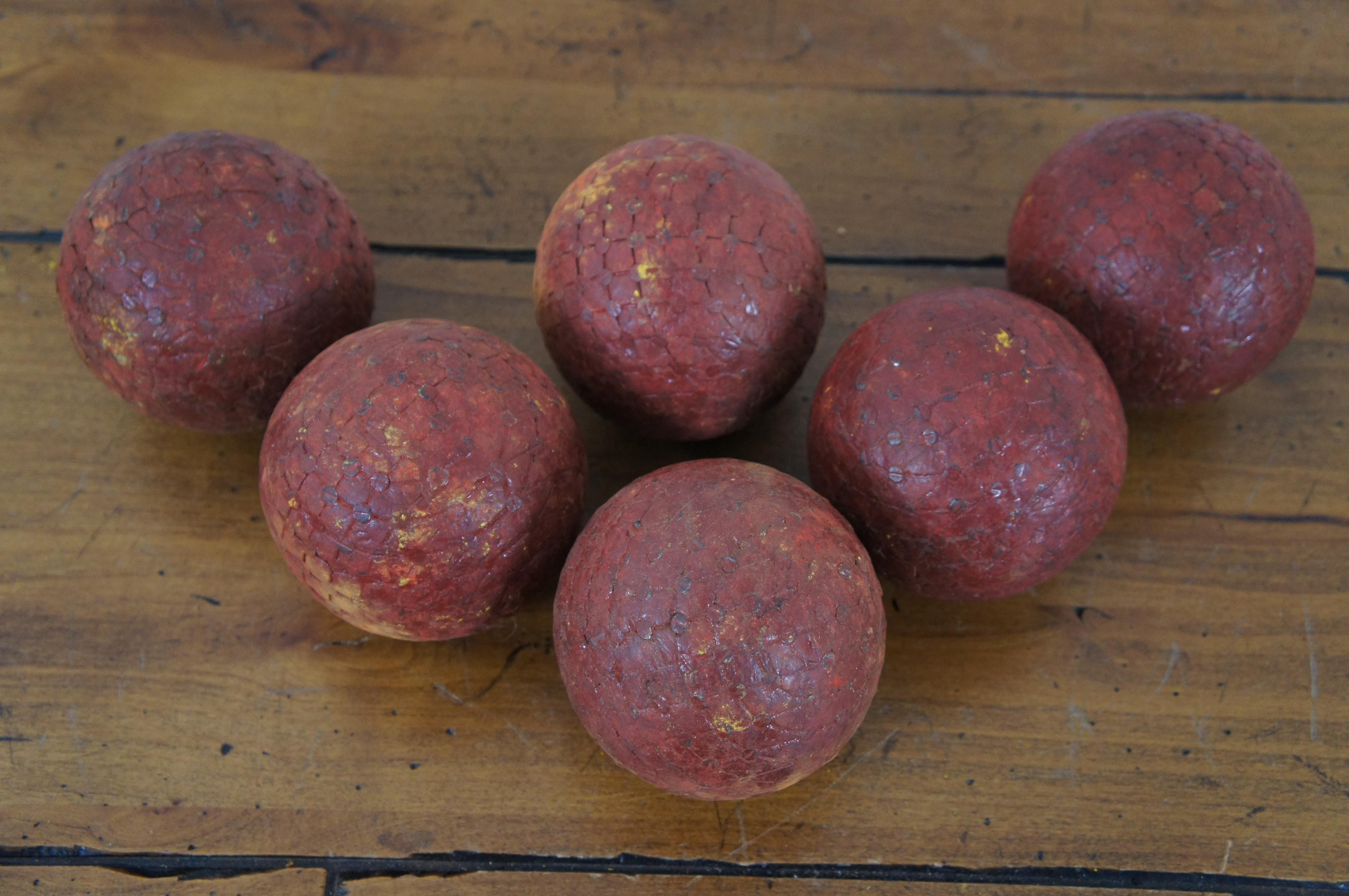 Rare Antique French Petanque Jeu de Boules Lawn Bowling Ball Game Set & Box For Sale 5