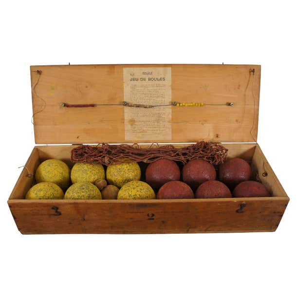 Rare Antique French Petanque Jeu de Boules Lawn Bowling Ball Game Set Rare Antique French Petanque Jeu de Boules Lawn Bowling Ball Game Set