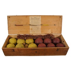 Rare Antique French Petanque Jeu de Boules Lawn Bowling Ball Game Set & Box