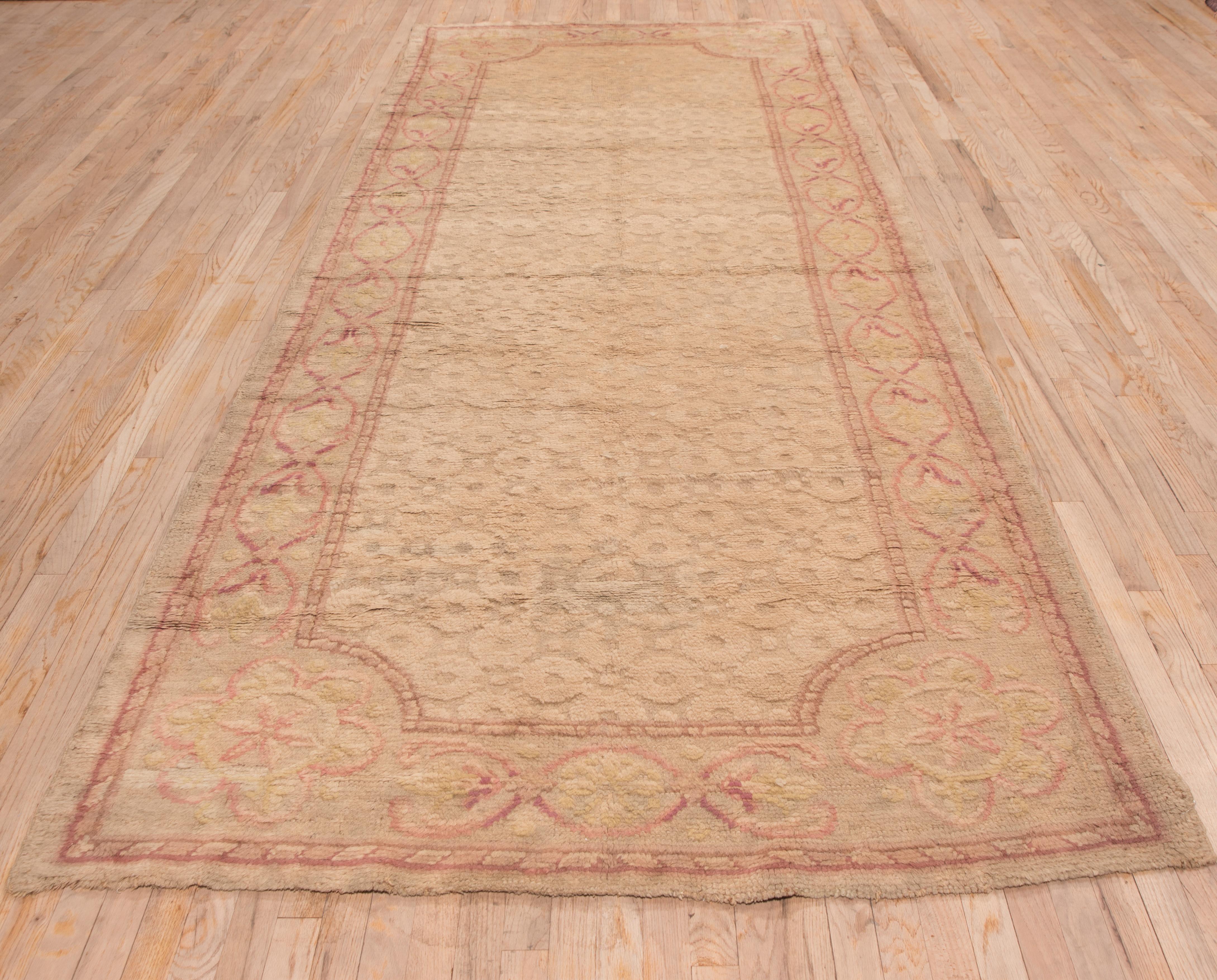 Art Deco Rare Antique French Savonnerie Gallery Rug, Beige Field, circa 1930s For Sale