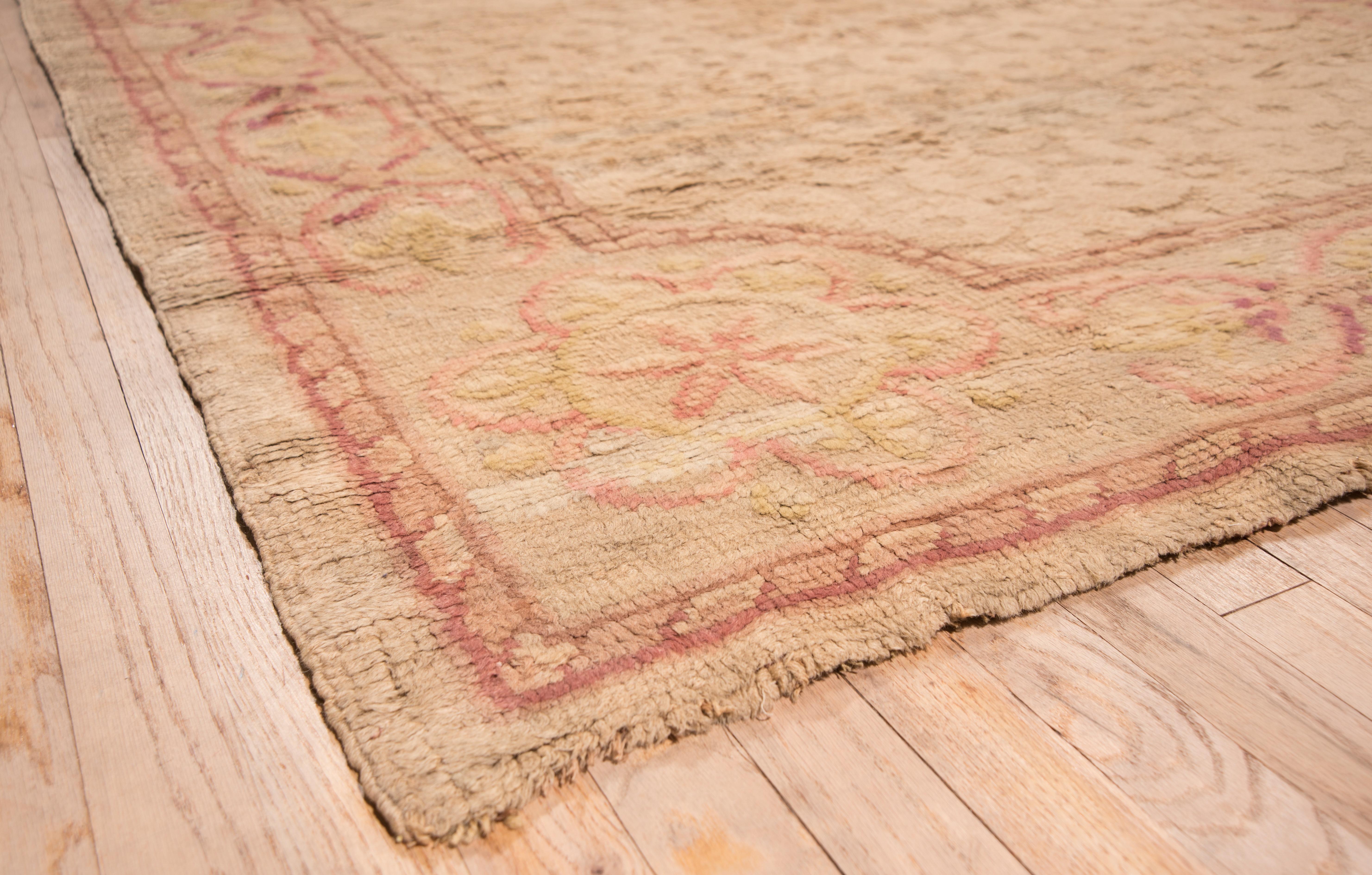 Hand-Knotted Rare Antique French Savonnerie Gallery Rug, Beige Field, circa 1930s For Sale