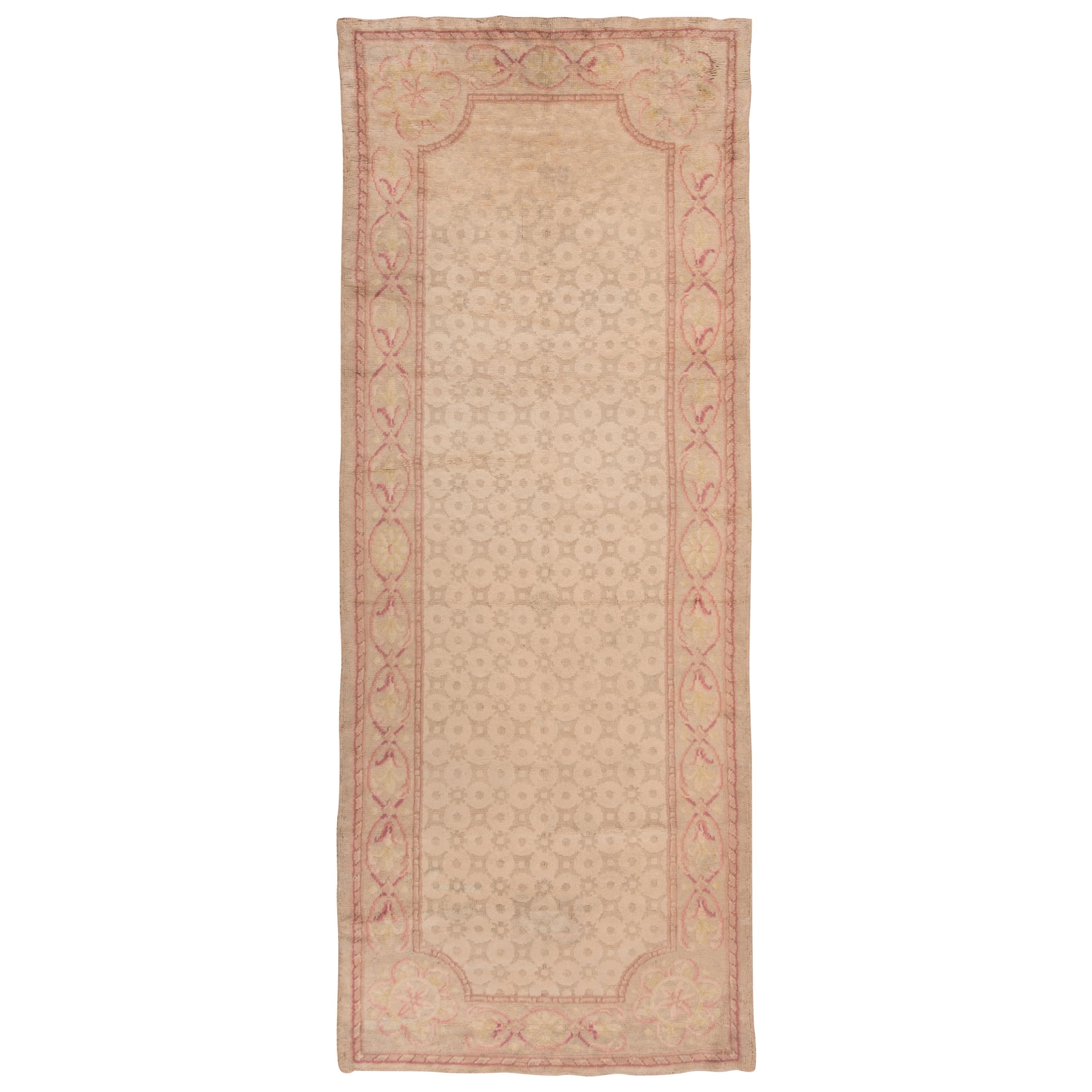 Rare Antique French Savonnerie Gallery Rug, Beige Field, circa 1930s For Sale