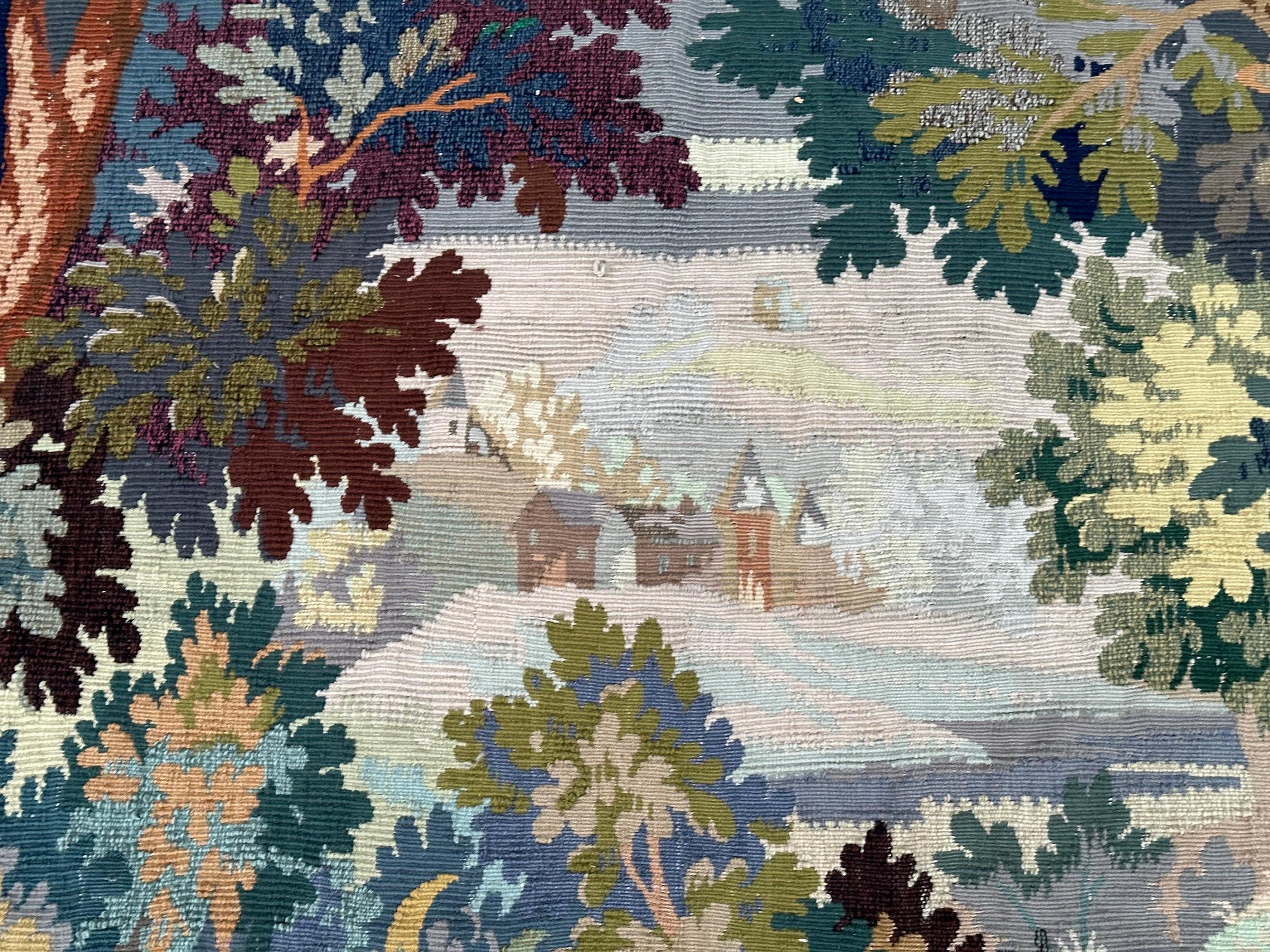 Seltener antiker französischer Wandteppich Handgefertigter Wandteppich Blumen Verdure 6x8 167x 234cm im Angebot 2