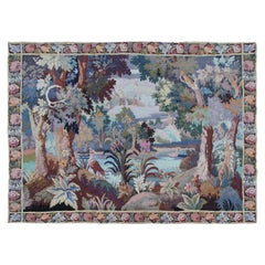 Rare Vintage French Tapestry Handmade Tapestry Flowers Verdure 6x8 167x 234cm