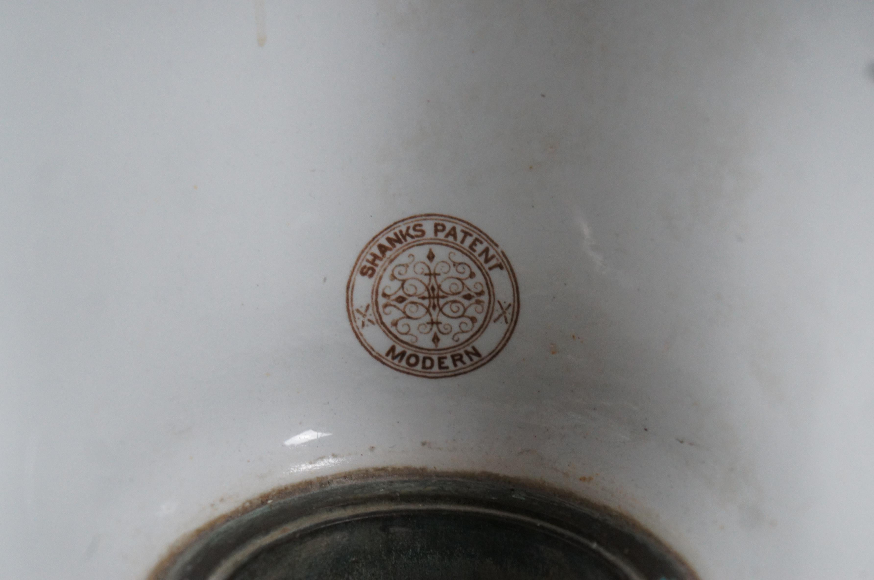 Seltene Antike Französisch viktorianischen Mahagoni Marmor Top Badezimmer Eitelkeit Porzellan Waschbecken im Zustand „Gut“ im Angebot in Dayton, OH