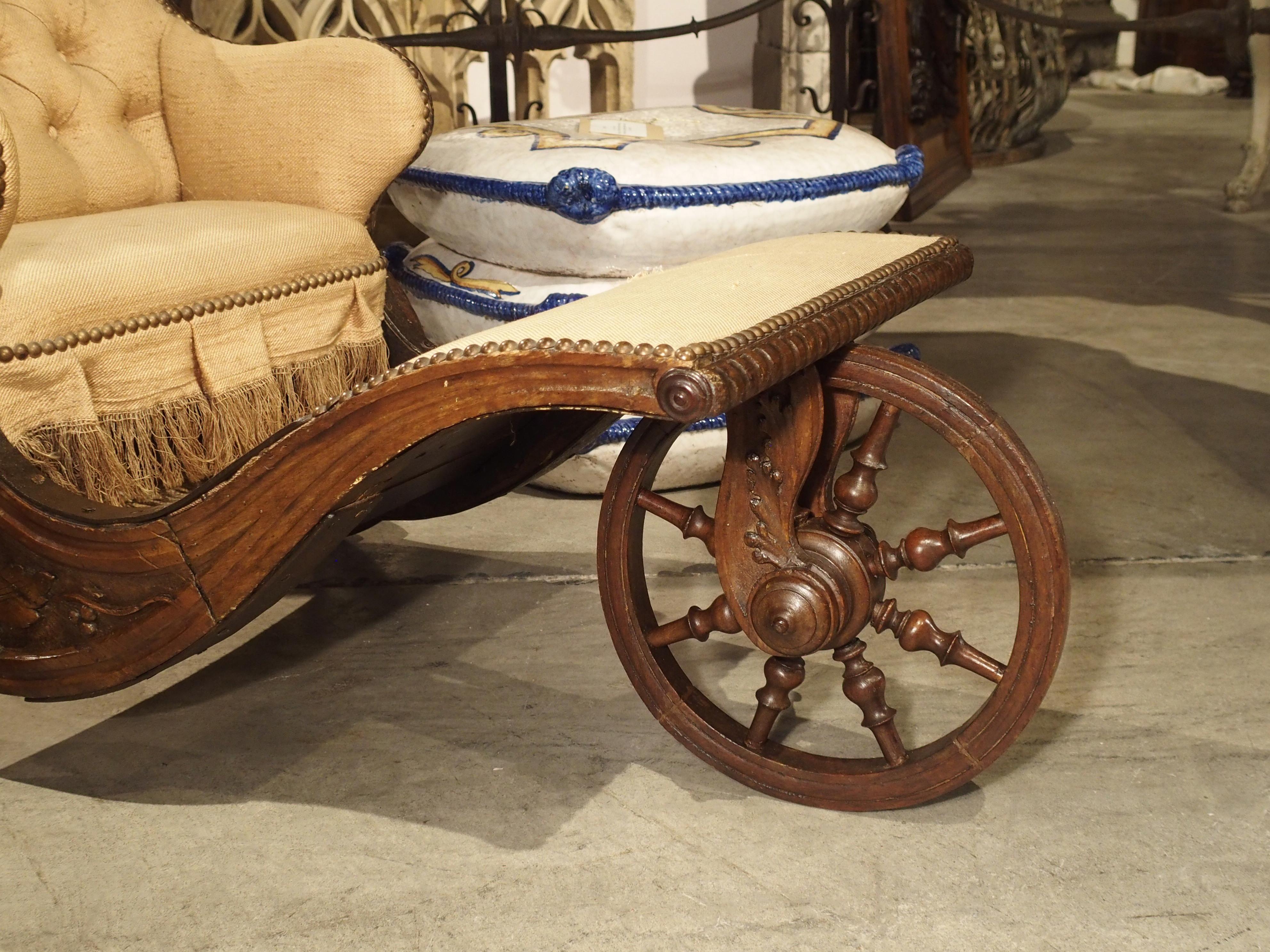 Rare Antique French Walnut Wood Children's Carriage, 19th Century 11