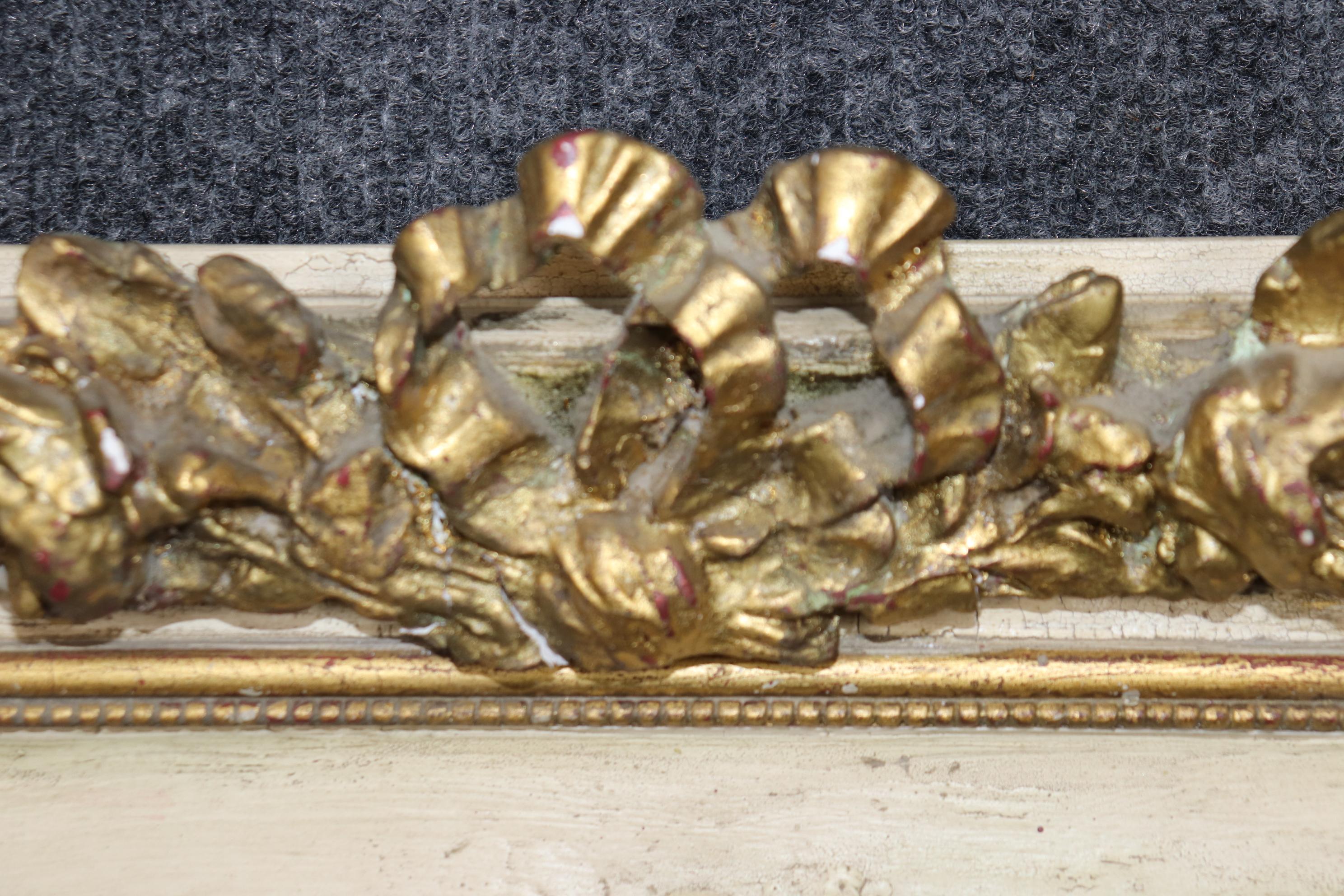 Early 20th Century Rare Antique French White and Gold Gilded Carved Cherub Putti Mirror Circa 1900 For Sale