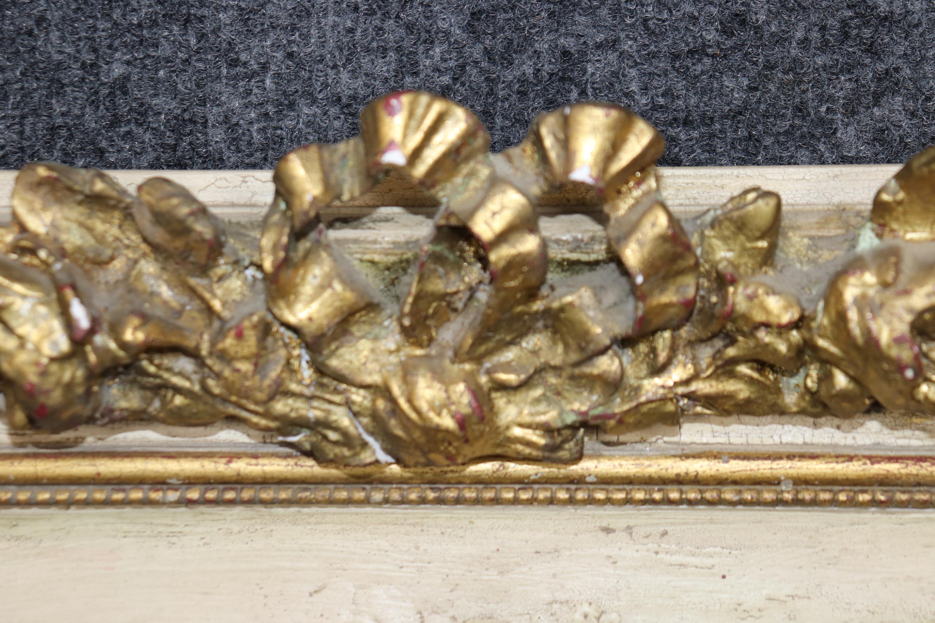 Early 20th Century Rare Antique French White and Gold Gilded Carved Cherub Putti Mirror Circa 1900