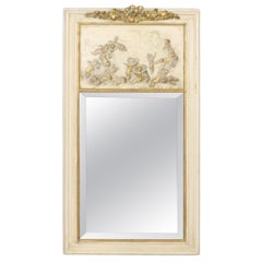 Rare Antique French White and Gold Gilded Carved Cherub Putti Mirror Circa 1900