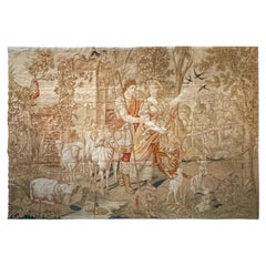 Seltener antiker französischer Wandteppich aus Wolle und Seide, im Nadelstichverfahren gefertigt, 224 cm x 356 cm, groß (7 x 12 Fuß)