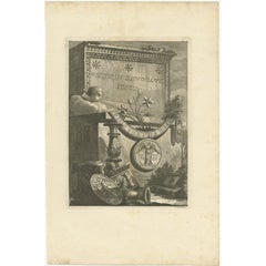 Rare Antique Frontispiece of a Work about Ancient Chandeliers, 1781