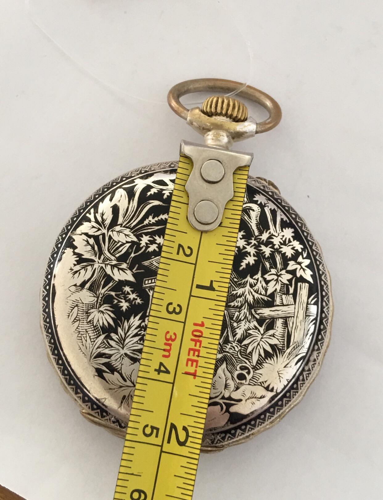 Rare, Antique Full Hunter Silver Moonphase Calendar Pocket Watch 6