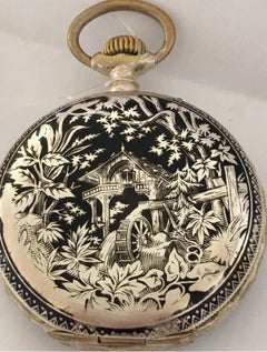 Rare, Antique Full Hunter Silver Moonphase Calendar Pocket Watch
