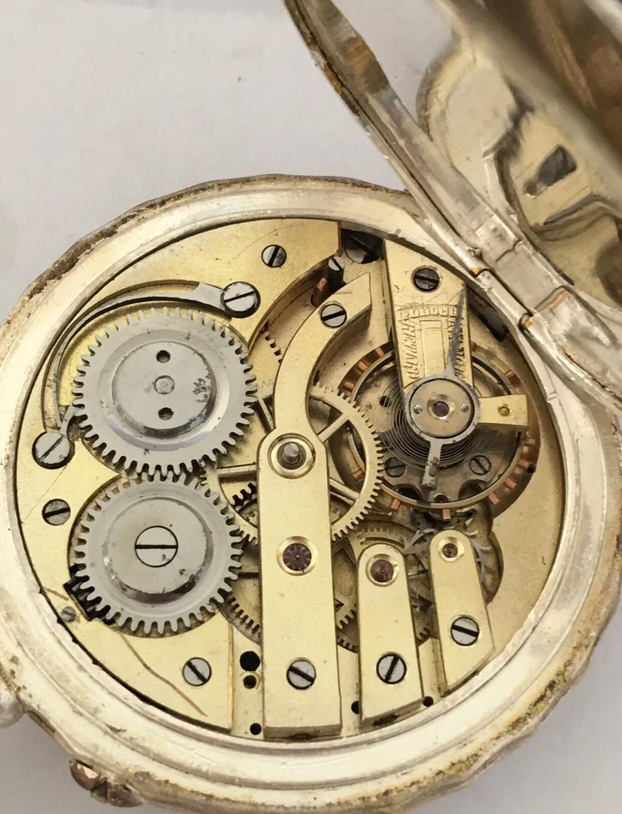 Women's or Men's Rare, Antique Full Hunter Silver Moonphase Calendar Pocket Watch